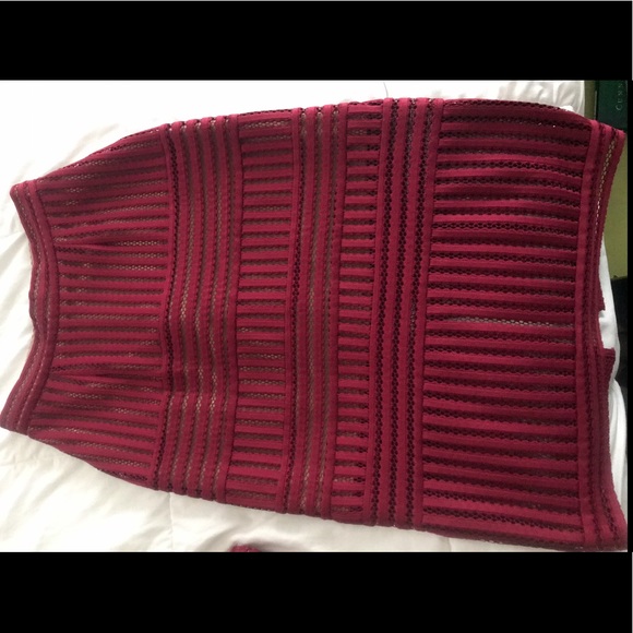 Self Portrait Burgundy Striped Column Top & Skirt - Picture 5 of 8